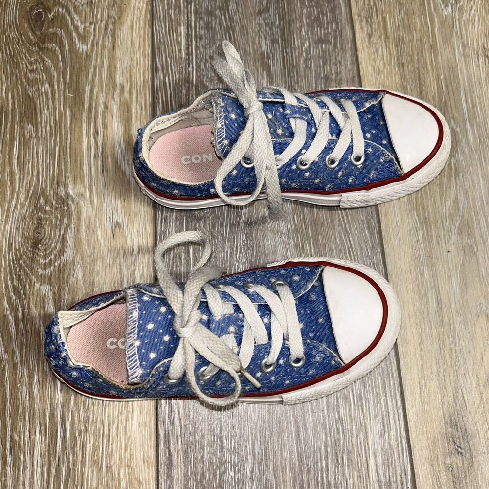 Converse Chuck Taylor Shoes 660714F Double Tongue Blue Polka Dot Youth Size 11 - Picture 3 of 13